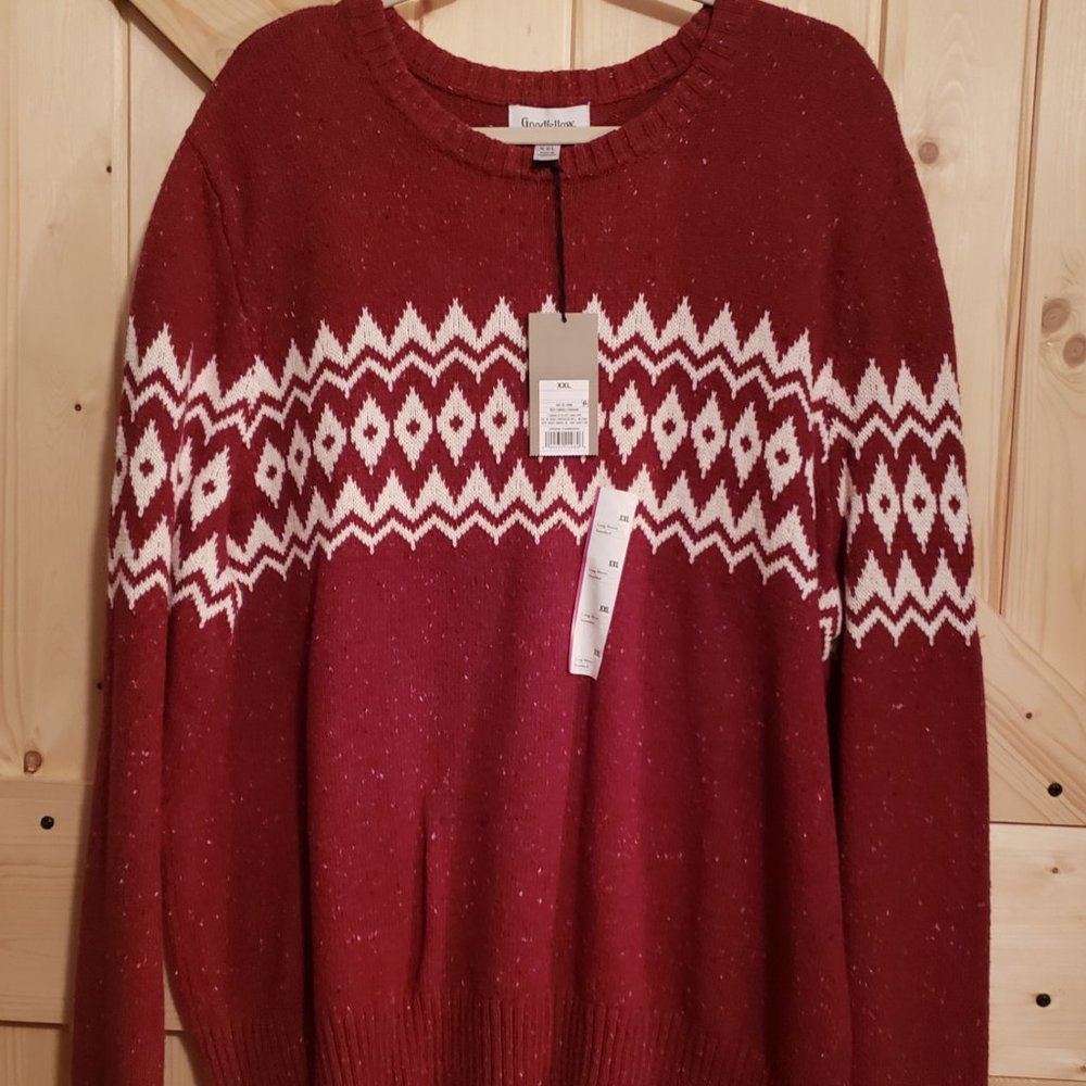 H&M Red Fair Isle Knit Sweater - Men's